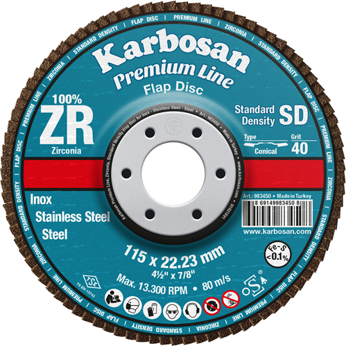 KARBOSAN FLAP DİSK ZIMPARA ZR 180/80 mm KUM (983945)